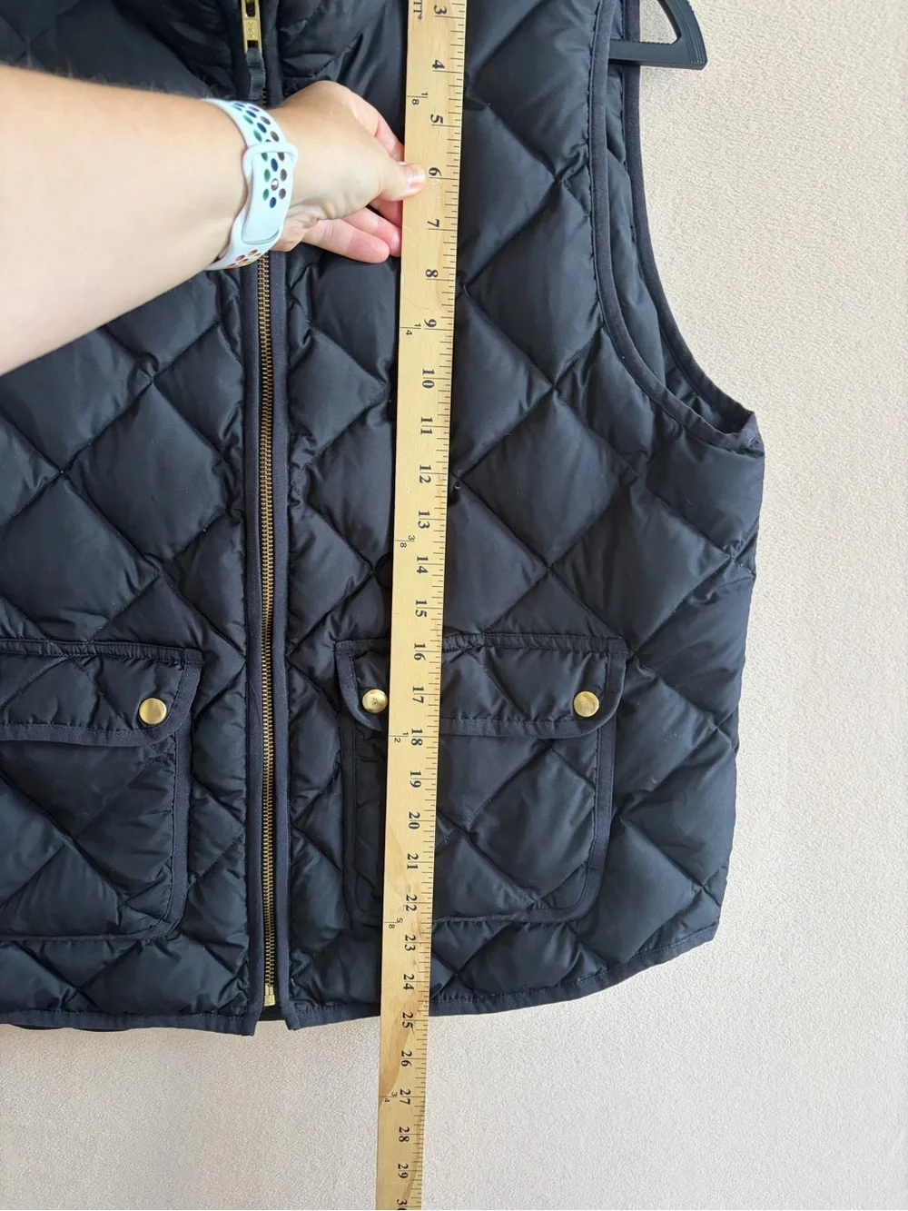 J. Crew Excursion Quilted Down Vest Black w Pockets size XL